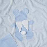 LITTLE STAR Плед двойная вязка Мишка Ангел 120*90 Голубой+Белый