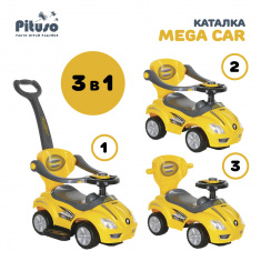 PITUSO Каталка Mega Car с бамп. с ручкой (сигнал) 3-6 лет Yellow/Желтый 