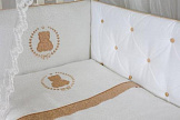 LAPPETTI Комплект в кроватку 6 предметов SWEET TEDDY Кремовый (каретная стяжка)
