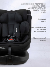 Pituso Удерживающее устройство для детей 0-36 кг Roys Lux black/черный (i-Size)