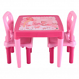 PILSAN Набор Стол+2 стула,Pink/Розовый (50,5*50,5*45,5см)