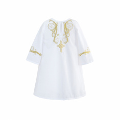 ЗОЛОТОЙ ГУСЬ Крестильная рубашка мод.2 с вышивкой золотом