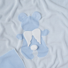 LITTLE STAR Плед двойная вязка Мишка Ангел 120*90 Голубой+Белый