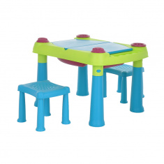 KETER Стол Creative для детского творчества и игры с водой и песком + 2 табуретки (79x56x50h)