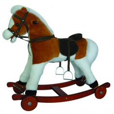 PITUSO FANDANGO Качалка-Лошадка Delux Светло-коричневый с белым (с колесами)