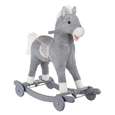 PITUSO Качалка-Лошадка с колесами мягконаб.,муз.,Серый с белым, 74*30*64см