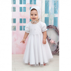 PITUSO Ком-т для крещения девочки 3 пр.( крестильное платье, чепчик, мешочек д/хран) 																														