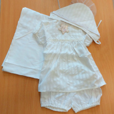 LITTLE STAR КН Платье, панталоны, чепчик, уголок р.80 (9-12 мес) Аленка Люкс (хлопок) Белый