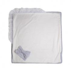 BAMBOLA Комплект на выписку Маршмэллоу 2 пр ( одеяло вяз/мех+лента/бант) Белый